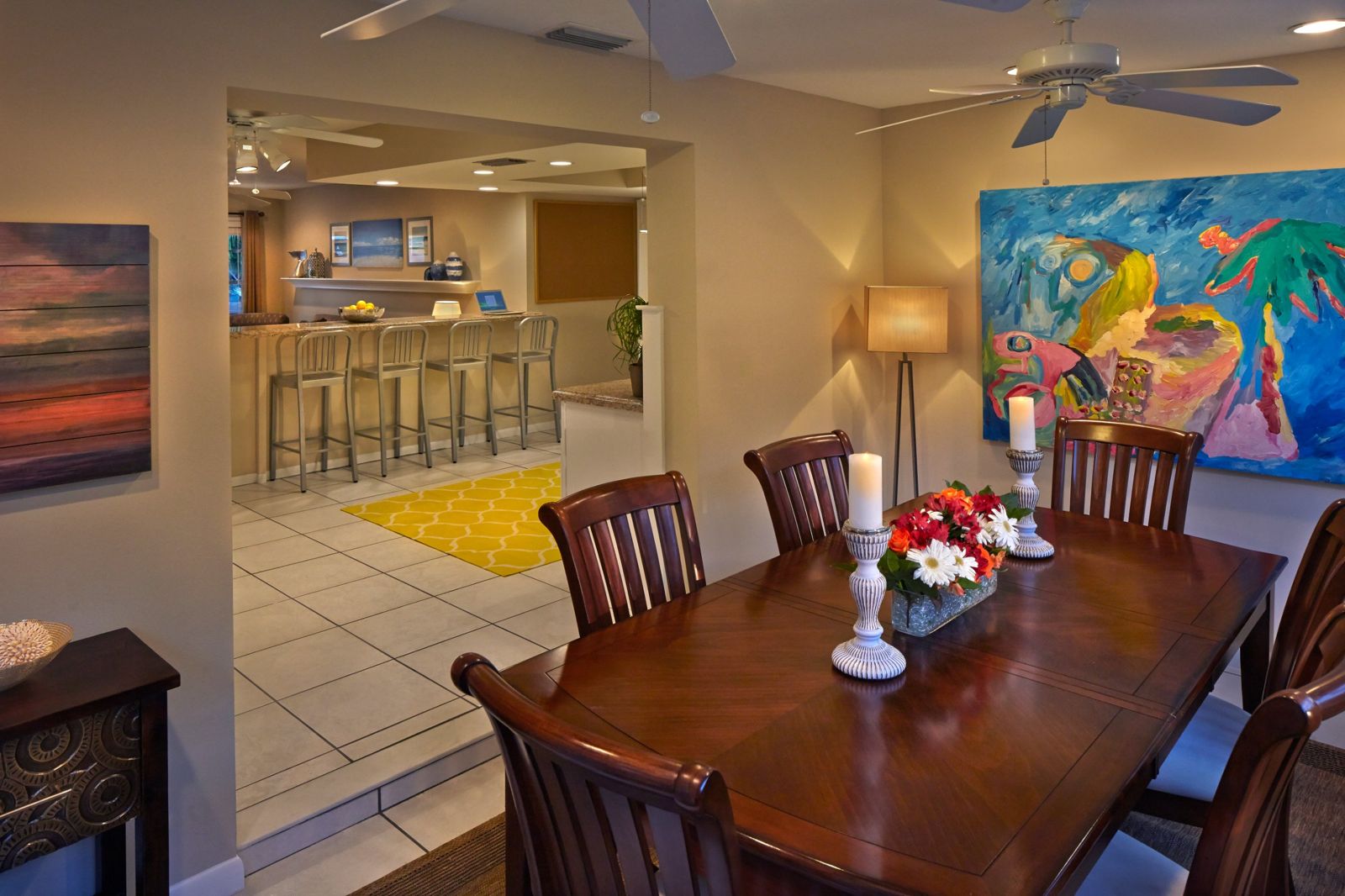 Dining room with family-style table